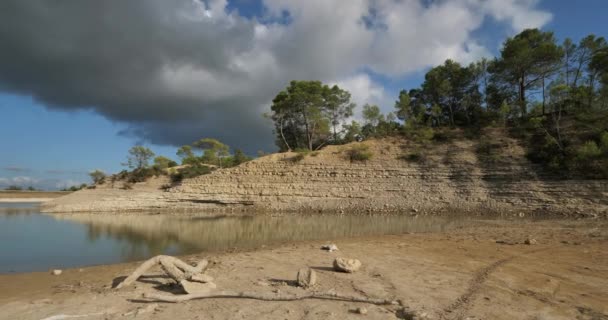 Lake Claret Zajištění Období Sucha Herault Oddělení Francie — Stock video