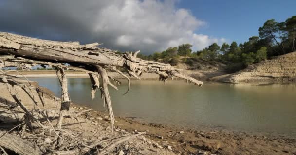 Lake Claret Zajištění Období Sucha Herault Oddělení Francie — Stock video