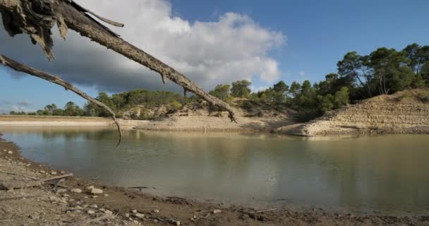 Claretsjön Som Omger Torrperioden Herault Departement Frankrike — Stockvideo