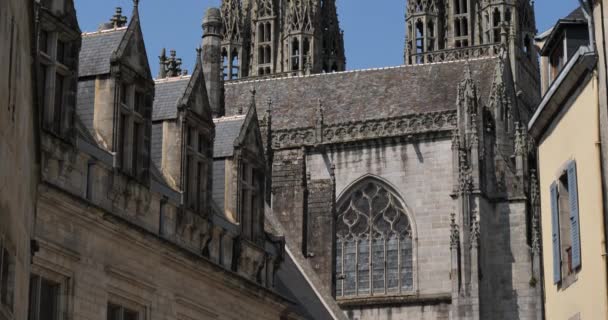 Catedral Saint Corentin Quimper Bretanha França — Vídeo de Stock