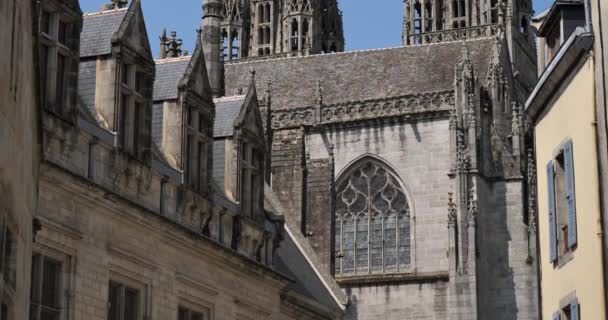 Kathedraal Van Saint Corentin Quimper Bretagne Frankrijk — Stockvideo