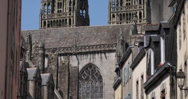 Καθεδρικός Ναός Του Αγίου Corentin Quimper Βρετάνη Στη Γαλλία — Αρχείο Βίντεο