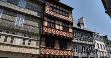 Kereon sokağı, ortaçağ cepheleri, Quimper, Brittany, Fransa