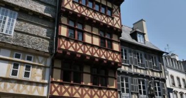 Kereon sokağı, ortaçağ cepheleri, Quimper, Brittany, Fransa
