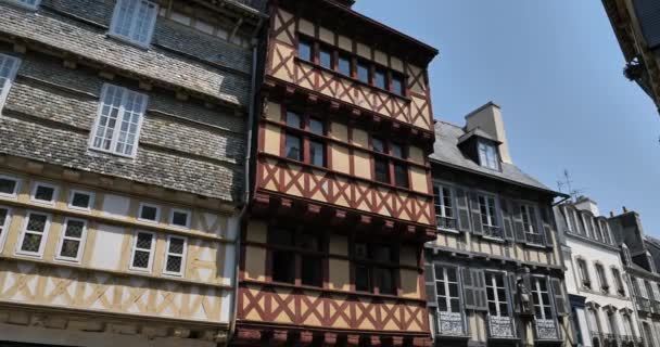 Kereon Street Medeltida Fasader Quimper Bretagne Frankrike — Stockvideo