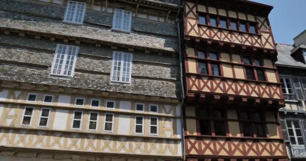 Kereon Street Medeltida Fasader Quimper Bretagne Frankrike — Stockvideo