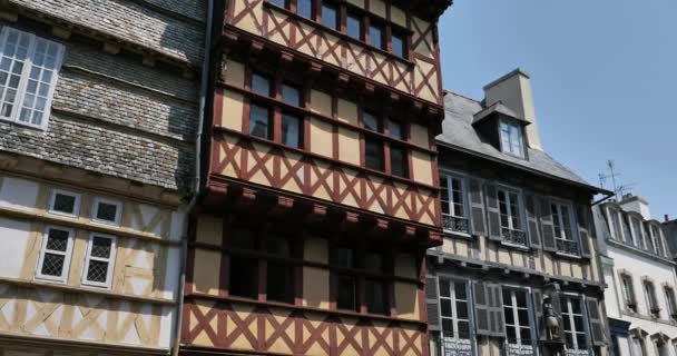 Kereon Sokağı Ortaçağ Cepheleri Quimper Brittany Fransa — Stok video