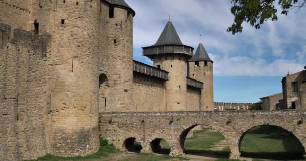 Carcassonne Die Größte Burgfestung Europas Département Aude Frankreich — Stockvideo