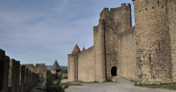 Carcassonne Den Största Fästningen Europa Aude Departement Frankrike — Stockvideo