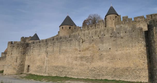 Каркассонна Самая Большая Крепость Фае Департамент Франция — стоковое видео