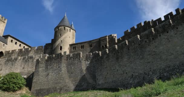 Carcassonne Biggest Castle Fortress Europe Aude Department France — Stock Video