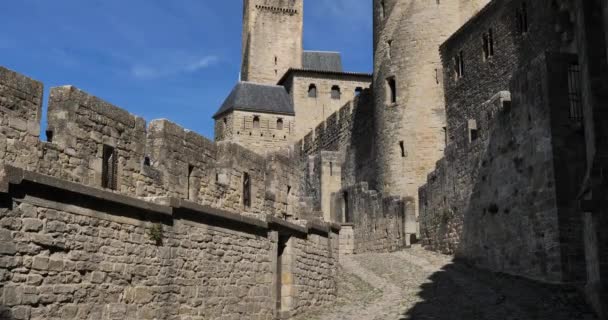 Carcassonne Największa Twierdza Zamkowa Europie Departament Aude Francja — Wideo stockowe