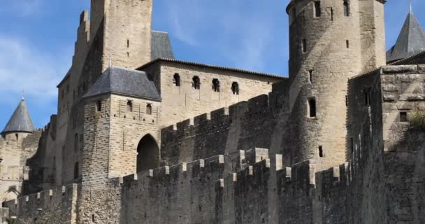 Carcassonne Μεγαλύτερο Κάστρο Φρούριο Στην Ευρώπη Διαμέρισμα Aude Γαλλία — Αρχείο Βίντεο