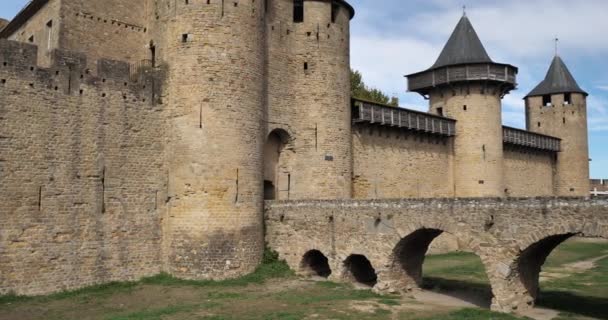 Каркассон Найбільша Замкова Фортеця Євро Департамент Франція — стокове відео