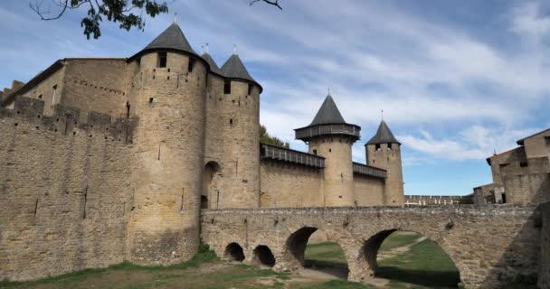 Каркассонна Самая Большая Крепость Фае Департамент Франция — стоковое видео