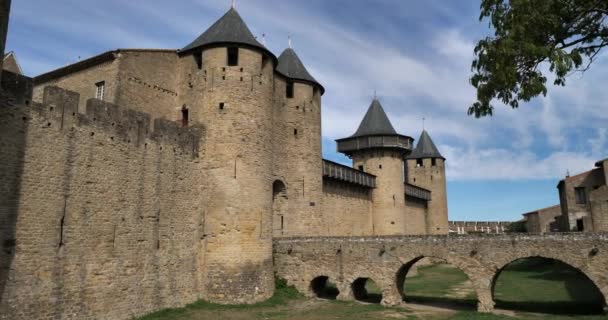 Carcassonne Più Grande Fortezza Del Castello Europa Dipartimento Aude Francia — Video Stock