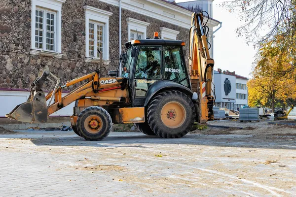 Panevezys Lituania Octubre 2021 Cargador Excavadoras Ruedas Case 580 Super — Foto de Stock