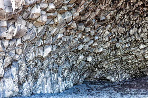 Reynisfjara Black Sand Beach Basalt Blocks Caves Rock Summer — стокове фото
