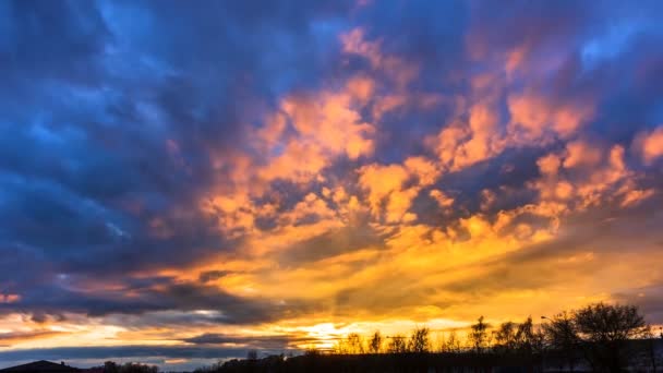 Time Lapse Spring Evening Sunset Various Flowing Red Clouds Sunlight — Stock videók
