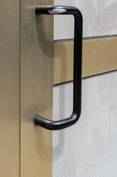 Brown Plastic Door Black Handle Close Side View — Stock Photo, Image