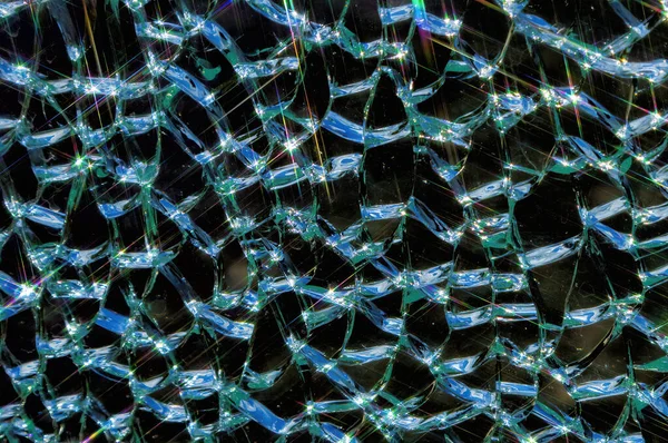 Broken Tempered Glass Texture Background Sun Bunnies Star Rays Close — Stok fotoğraf