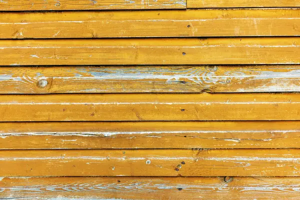 Peeling Old Yellow Painted Wooden Plank Wall Surface Texture Background — 스톡 사진