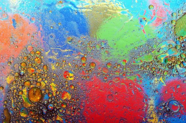 Abstract Colorful Background Oil Small Many Bubbles Water Surface — Stockfoto