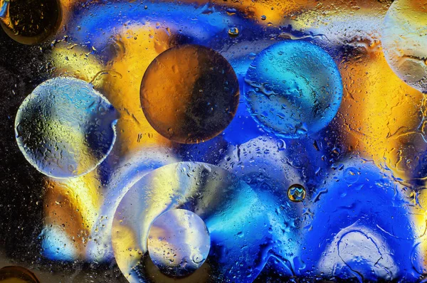 Abstrakte Bunte Ölblasen Auf Der Wasseroberfläche Textur Hintergrund — Stockfoto