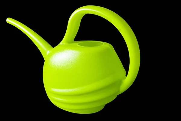 Small Green Plastic Watering Can Indoor Plants Flowers Black Background — Stock Photo, Image