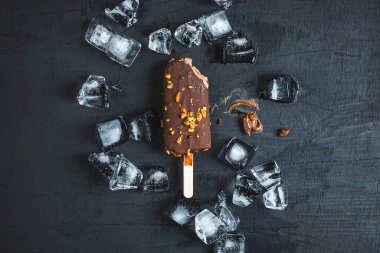 Ice cream chocolate bars On a black background