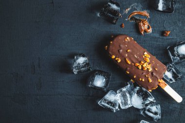 Ice cream chocolate bars On a black background