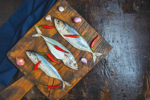 Mackerel Fish Wooden Chopping Board — Stock Fotó