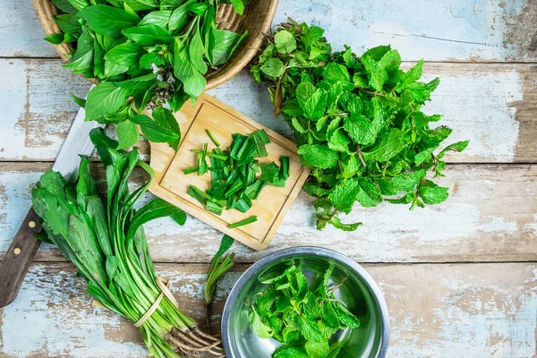 Mint Herbal Dan Culantro Herbal Untuk Kesehatan — Stok Foto