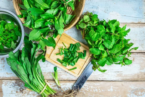 Mint Herbal Dan Culantro Herbal Untuk Kesehatan — Stok Foto