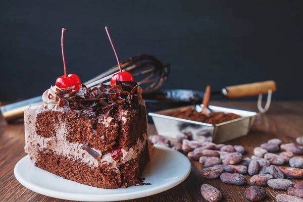 Pastel Chocolate Casero Mesa — Foto de Stock