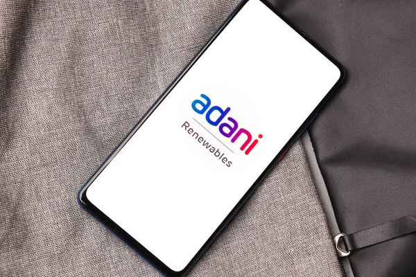 Assam Indien Januar 2020 Adani Logo Auf Dem Handybildschirm — Stockfoto