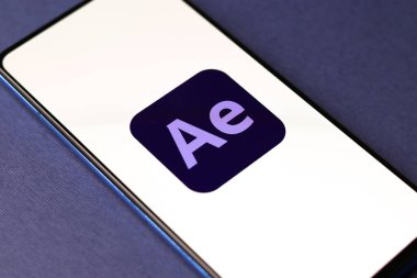 Assam, Hindistan - 20 Aralık 2020: Adobe After Effects logo on phone screen stock image.