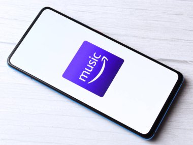 Assam, Hindistan - 28 Temmuz 2020: Amazon müzik çevrimiçi müzik platformu ve mağazası.