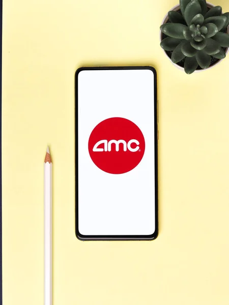 Assam Indie Listopada 2020 Logo Teatru Amc Ekranie Telefonu Obraz — Zdjęcie stockowe