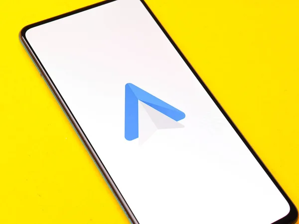 Assam India Januari 2020 Android Auto Logotyp Telefonen Skärmbild — Stockfoto
