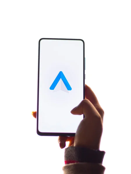 Ассам Индия Января 2020 Года Android Auto Логотип Экране Телефона — стоковое фото