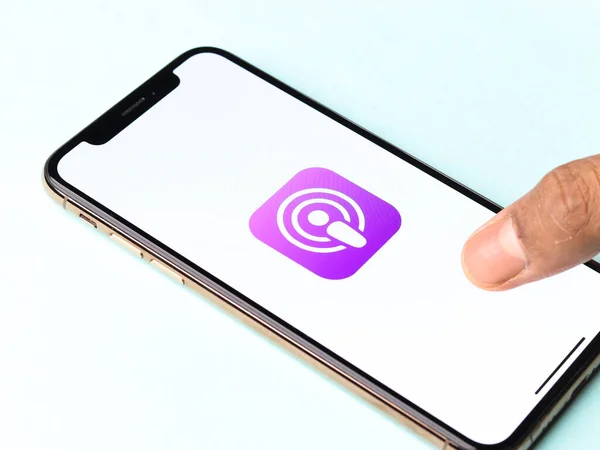 Assam India Maart 2021 Apple Podcasts Logo Afbeelding Telefoonscherm — Stockfoto