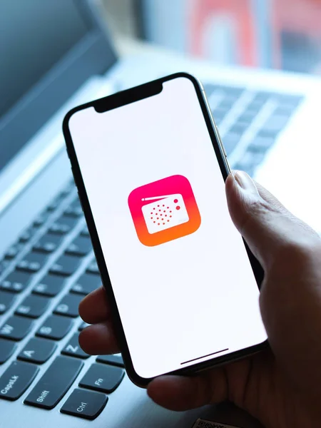 Assam India Maart 2021 Apple Radio Logo Telefoon Scherm Afbeelding — Stockfoto