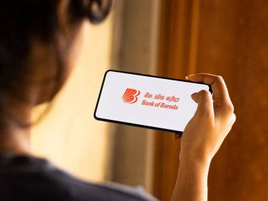 Assam, Hindistan - 18 Temmuz 2020: Baroda Bankası ünlü bir özel sektör bankası.