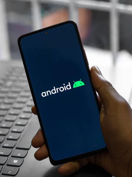 Assam Indien Mai 2021 Android Logo Auf Dem Handybildschirm — Stockfoto