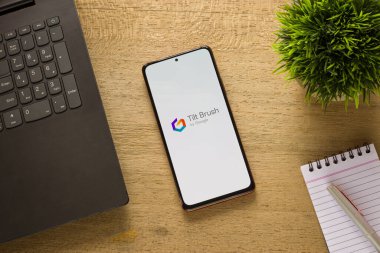 Assam, Hindistan - 29 Mayıs 2021: Telefon ekranında Google Tilt Brush logosu.