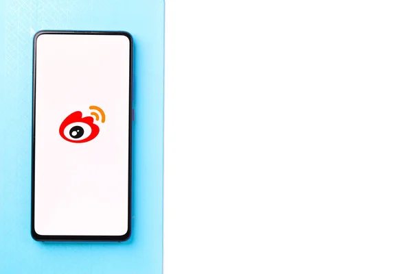 Assam India Maj 2021 Sina Weibo Logo Telefonens Bildskärm — Stockfoto