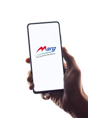 Assam, Hindistan - 6 Ağustos 2021: Telefon ekranında Marg logosu.
