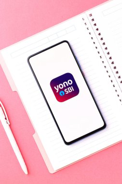 Assam, Hindistan - 18 Temmuz 2020: SBI yono mobil uygulama logosu.