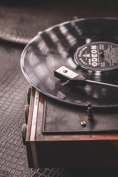 Vintage Wooden Record Player Stock Image — Stock Photo, Image